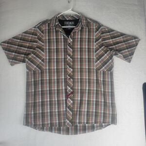 Ecko Unltd 1972 Plaid Button Down Size L Short Sleeve Collared Ready to Wear